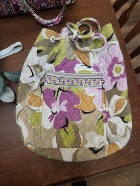 Vera Bradley Portobello Road drawstring cinch Quilted  backpack Euc
